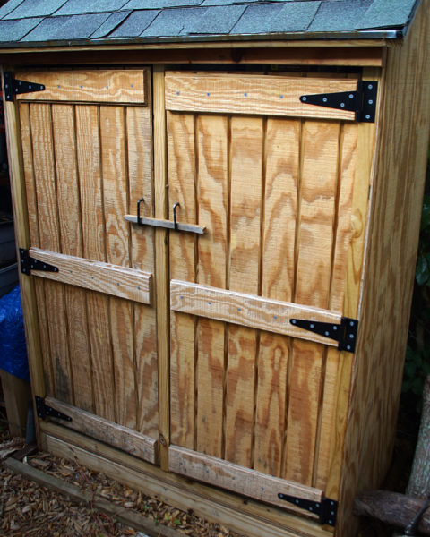 rustic outdoor woodworking shed