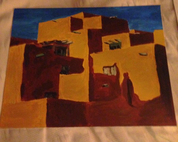 acrylic painting of an adobe