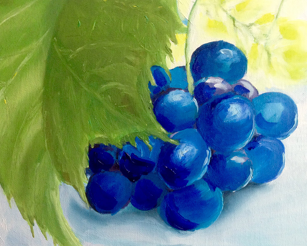 Oil painting of purple grapes