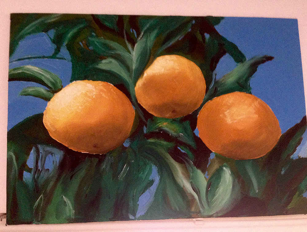 12" x 9" oil painting of oranges