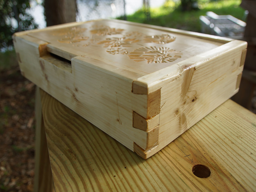 rustic wood carved box