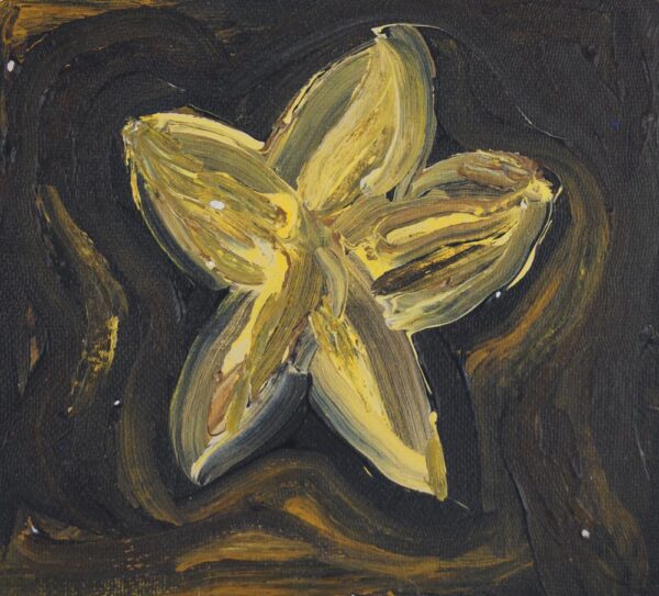 Expressionistic acrylic painting of flower