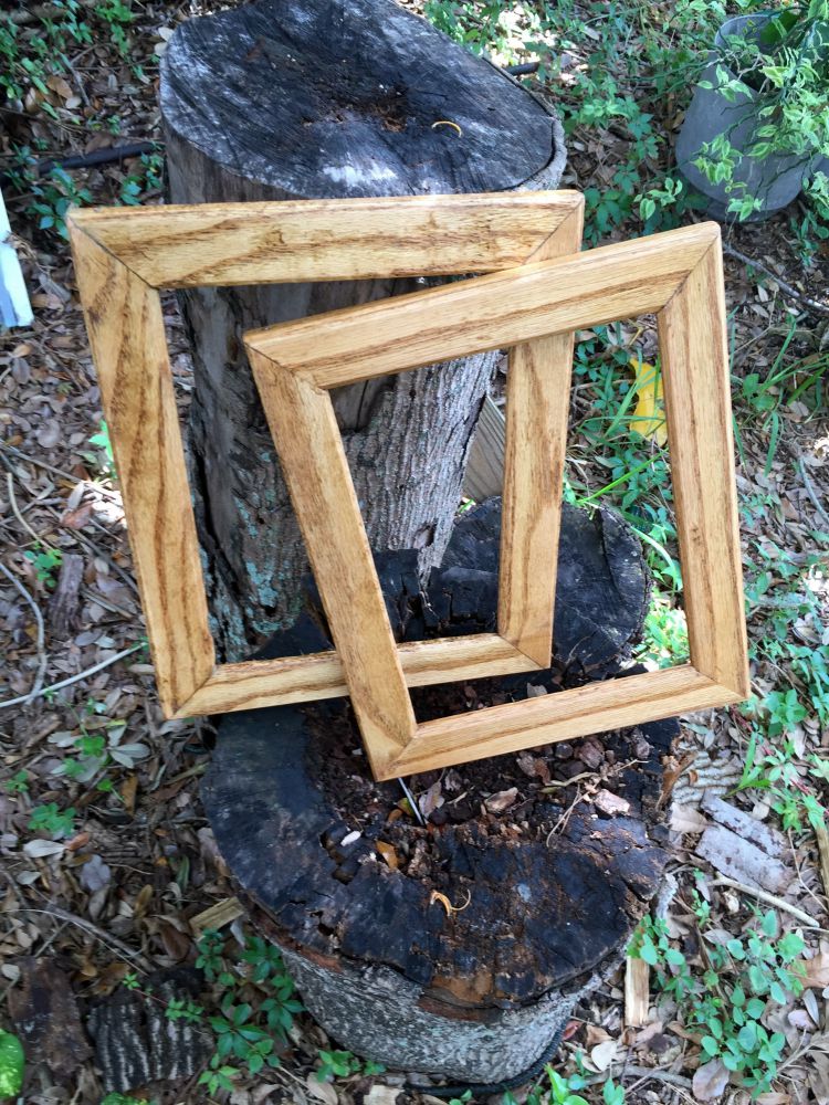 Two red oak picture frames