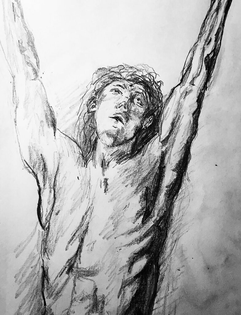 Jesus Christ drawing after Rubens