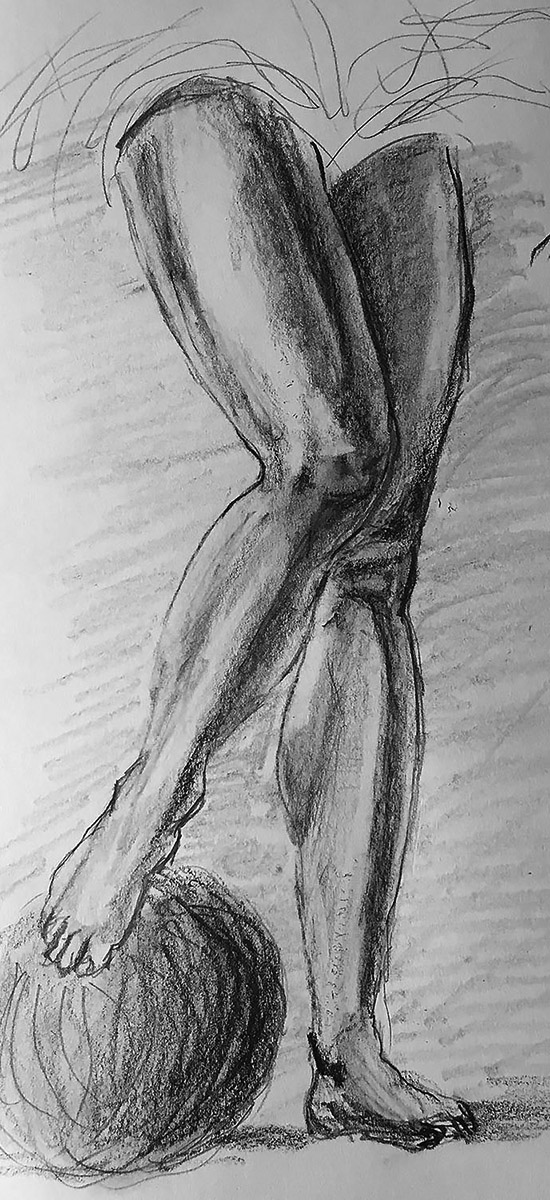 Graphite drawing after Jacopo Pontormo of female legs