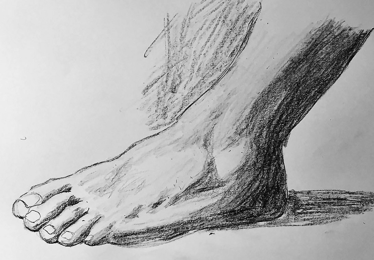 Pencil drawing of a Foot after Domenichino