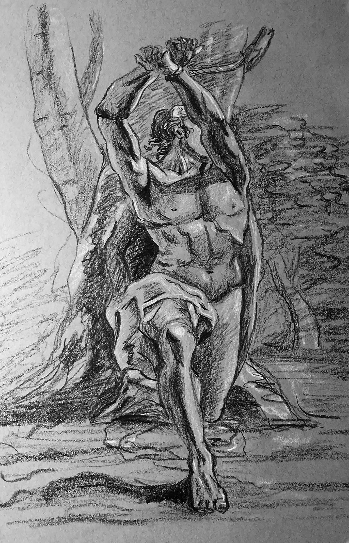 Drawing of Prometheus Bound After Charles Le Brun