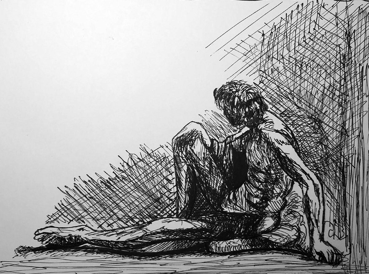 Man Sitting on the Ground After Rembrandt