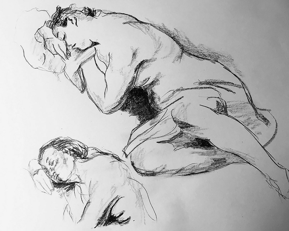 Graphite Drawing of Woman Sleeping