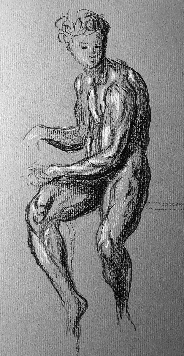 Pencil Drawing of a Young Man After Tintoretto