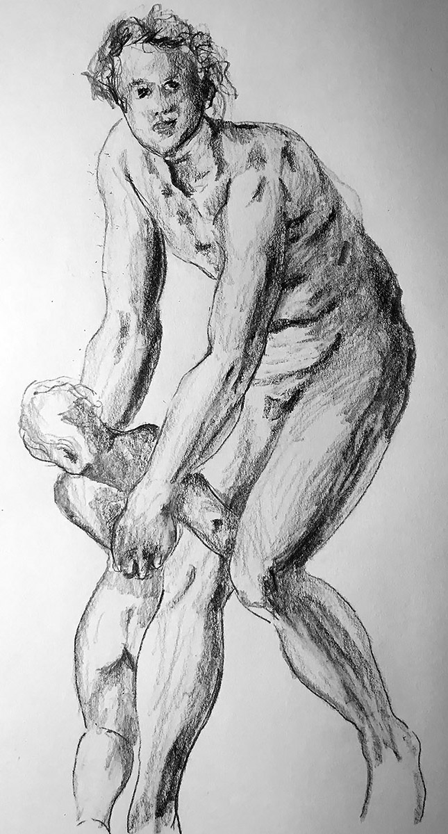 Graphite copy of a drawing by Jacopo Pontormo of a Young Man Holding a Small Child