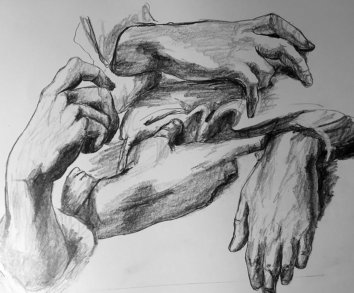 Studies of hands copied from Andrea del Sarto