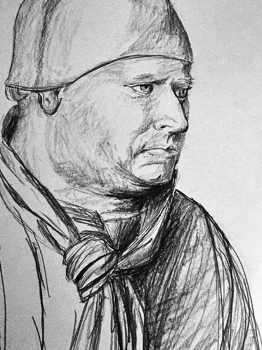 Drawing of an Ecclesiastic copied from Jean Fouquet