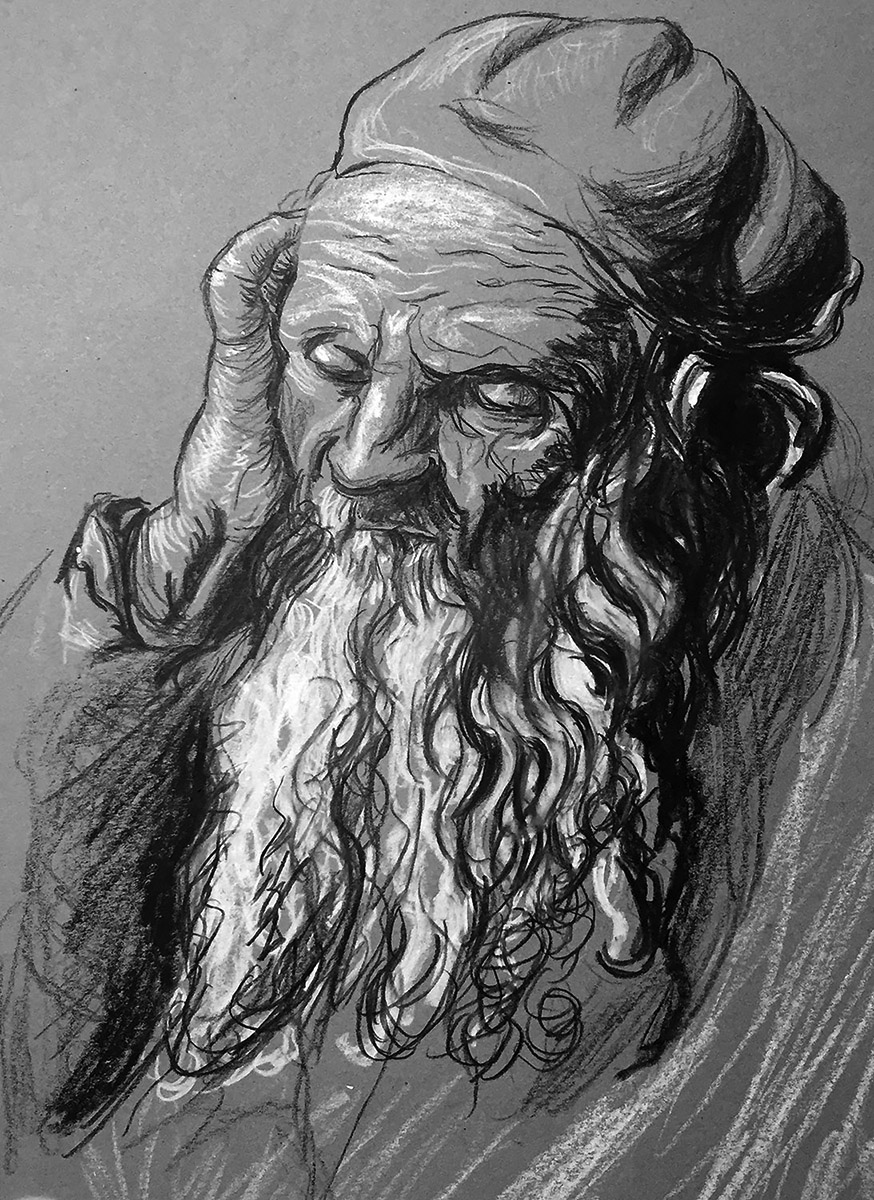 Drawing copied from Albrecht Dürer's Head of an Old Man