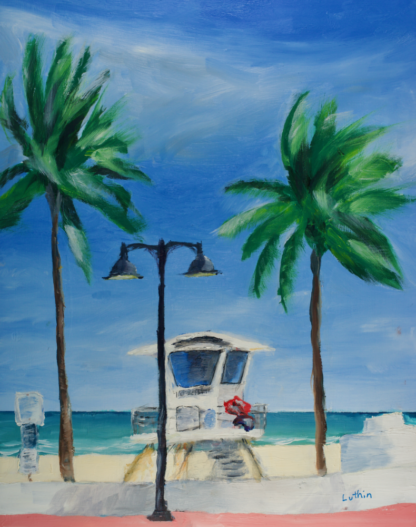 11”x14” Oil Painting of a Beach in South Florida on Panel