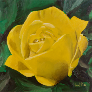 8"x10" Floral Oil Painting of a Yellow Rose on Panel.