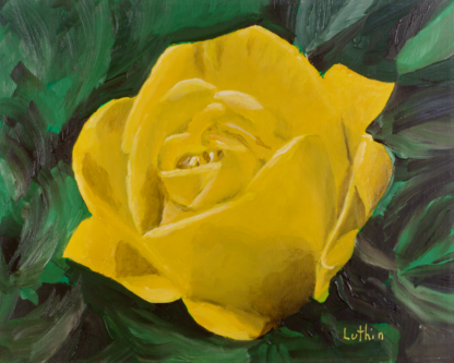 8"x10" Floral Oil Painting of a Yellow Rose on Panel.